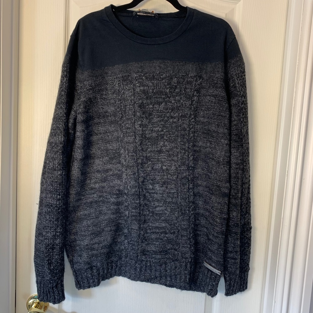 Diesel Men’s Bi-Material Knit Sweater (2XL) | Black & Grey | Elevated Casual Com